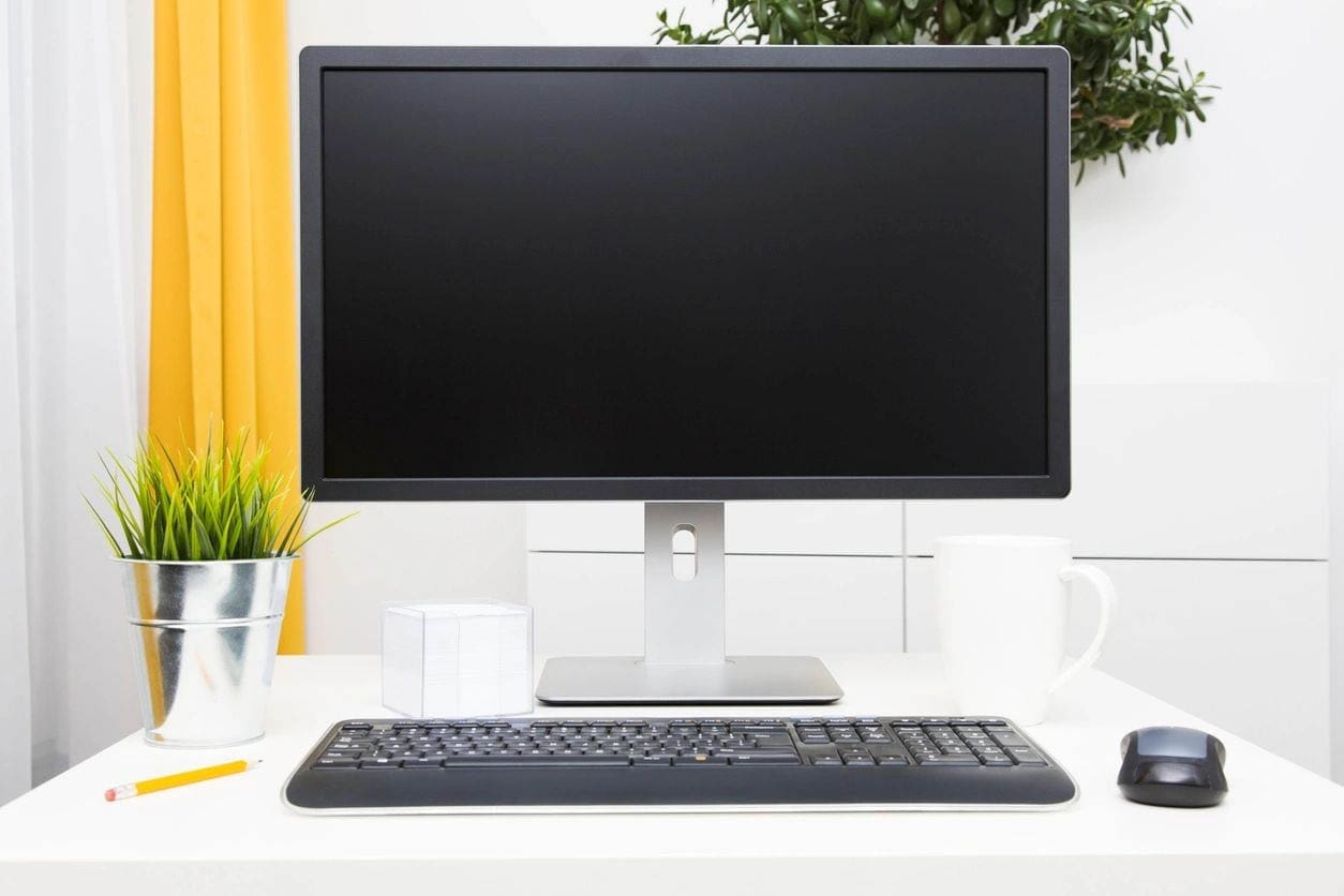 Image of Computer Monitor with Keyboard and Mouse
